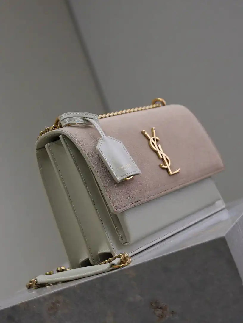 YSL 442906 SUNSET MEDIUM IN SMOOTH LEATHER Beige Pink