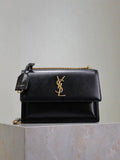 YSL 442906 SUNSET MEDIUM IN SMOOTH LEATHER Black