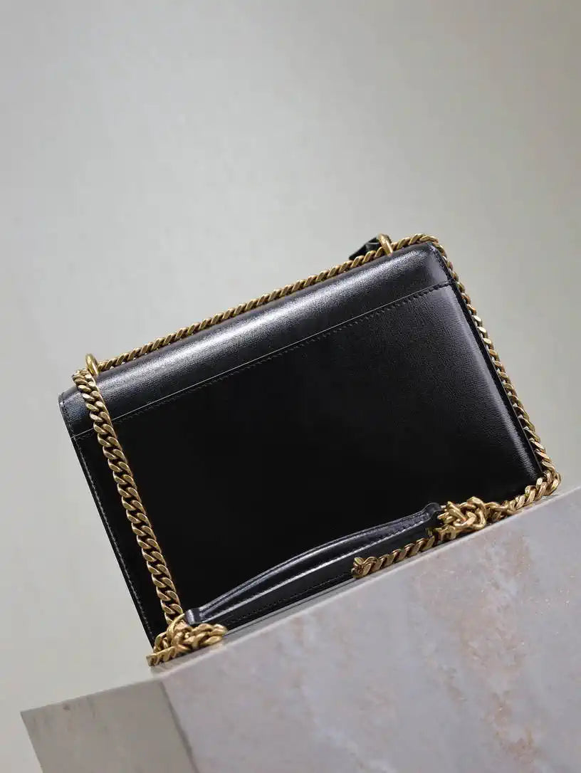 YSL 442906 SUNSET MEDIUM IN SMOOTH LEATHER Black