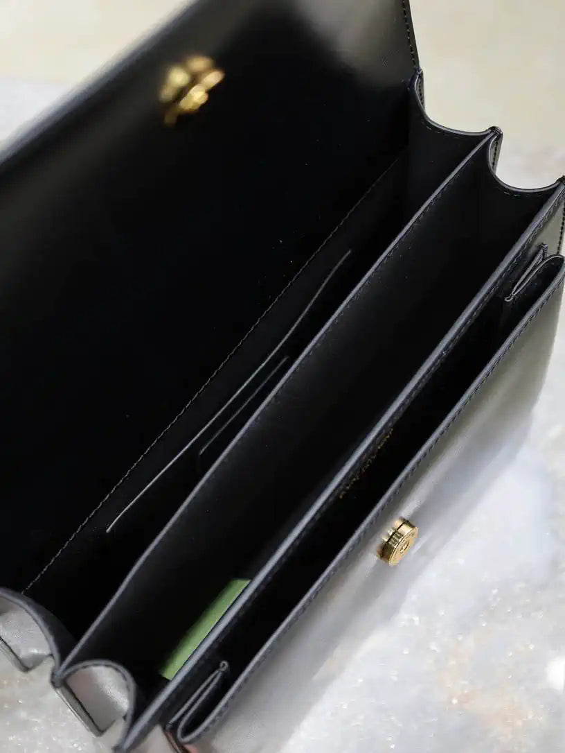 YSL 442906 SUNSET MEDIUM IN SMOOTH LEATHER Black