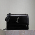 YSL 442906 SUNSET MEDIUM IN SMOOTH LEATHER Black Silver