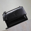 YSL 442906 SUNSET MEDIUM IN Black SMOOTH LEATHER with Black logo