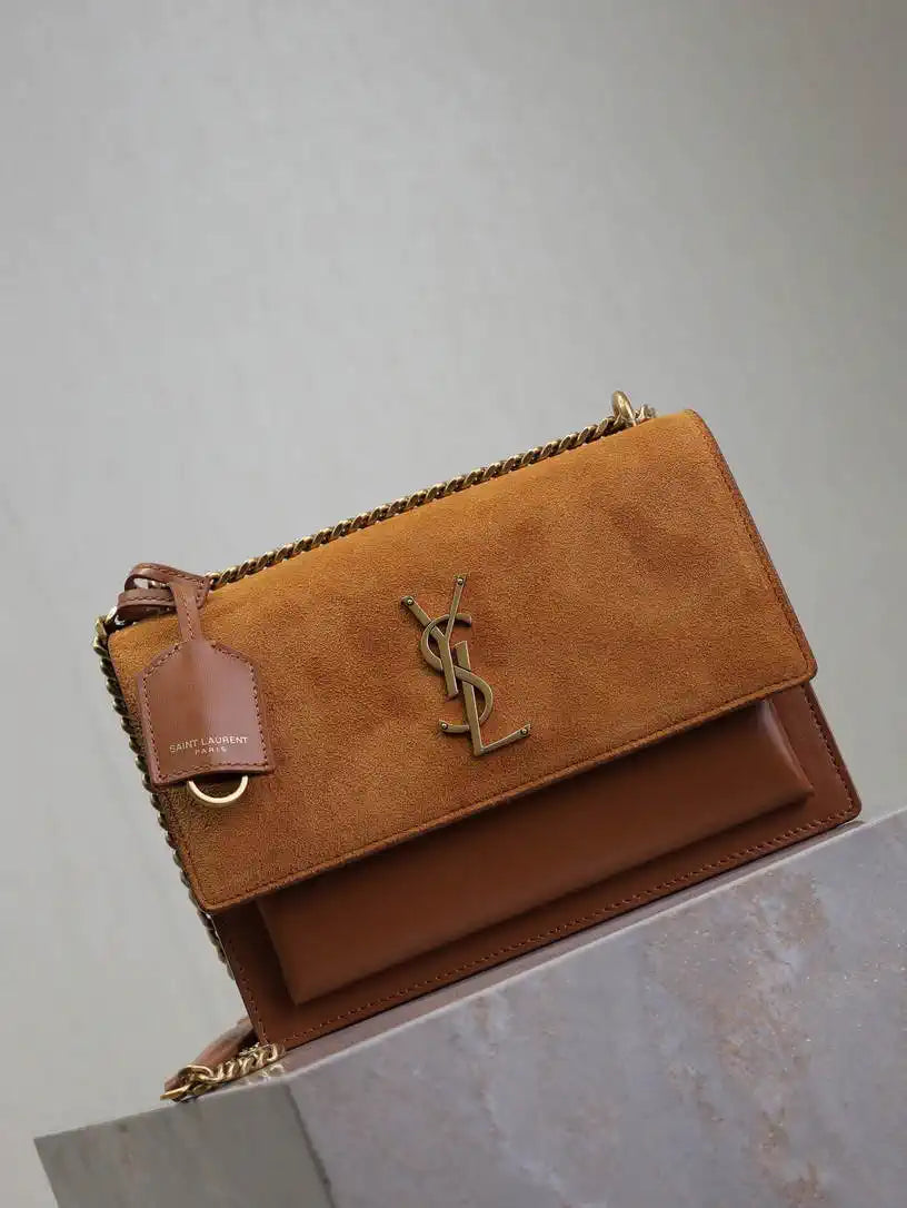 YSL 442906 SUNSET MEDIUM IN SMOOTH LEATHER Brown