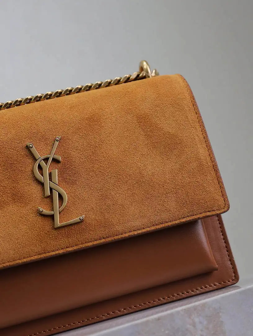 YSL 442906 SUNSET MEDIUM IN SMOOTH LEATHER Brown