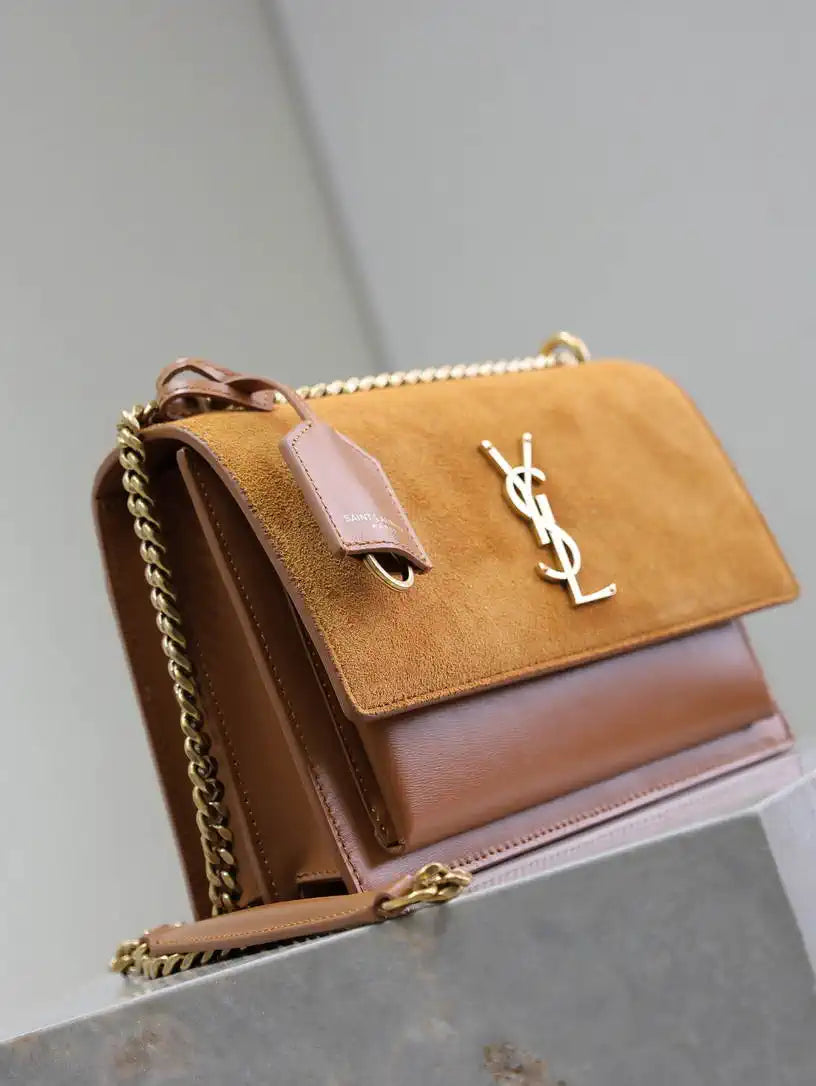 YSL 442906 SUNSET MEDIUM IN SMOOTH LEATHER Brown