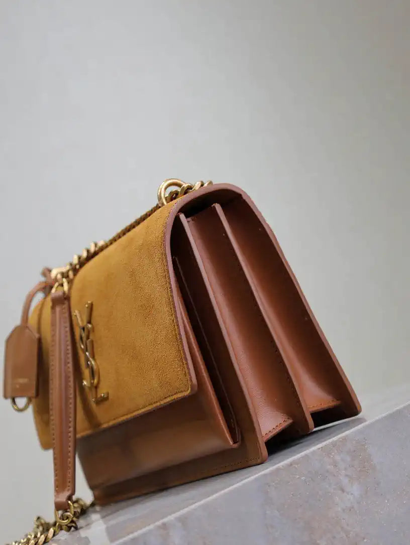 YSL 442906 SUNSET MEDIUM IN SMOOTH LEATHER Brown