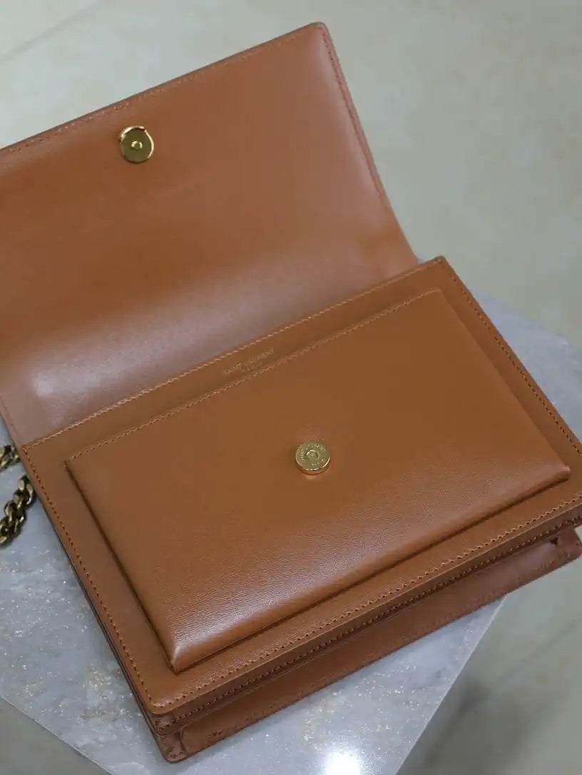 YSL 442906 SUNSET MEDIUM IN SMOOTH LEATHER Brown