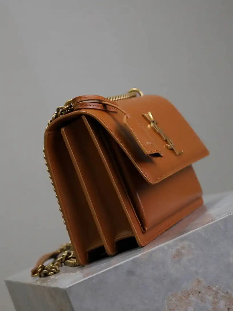 YSL 442906 SUNSET MEDIUM IN  SMOOTH LEATHER Caramel