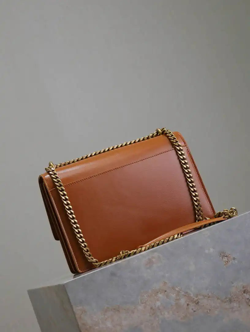 YSL 442906 SUNSET MEDIUM IN  SMOOTH LEATHER Caramel