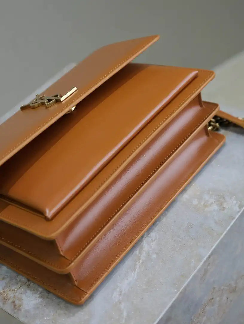 YSL 442906 SUNSET MEDIUM IN  SMOOTH LEATHER Caramel