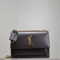 YSL 442906 SUNSET MEDIUM IN SMOOTH LEATHER Dark Brown
