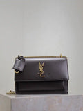 YSL 442906 SUNSET MEDIUM IN SMOOTH LEATHER Dark Brown