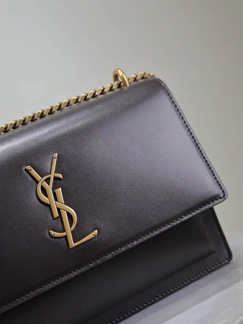 YSL 442906 SUNSET MEDIUM IN SMOOTH LEATHER Dark Brown