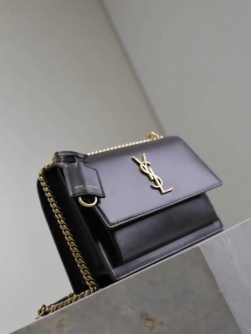 YSL 442906 SUNSET MEDIUM IN SMOOTH LEATHER Dark Brown