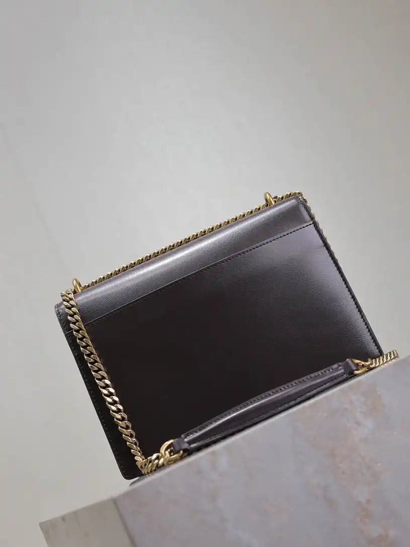 YSL 442906 SUNSET MEDIUM IN SMOOTH LEATHER Dark Brown