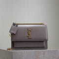 YSL 442906 SUNSET MEDIUM IN  SMOOTH LEATHER Gray