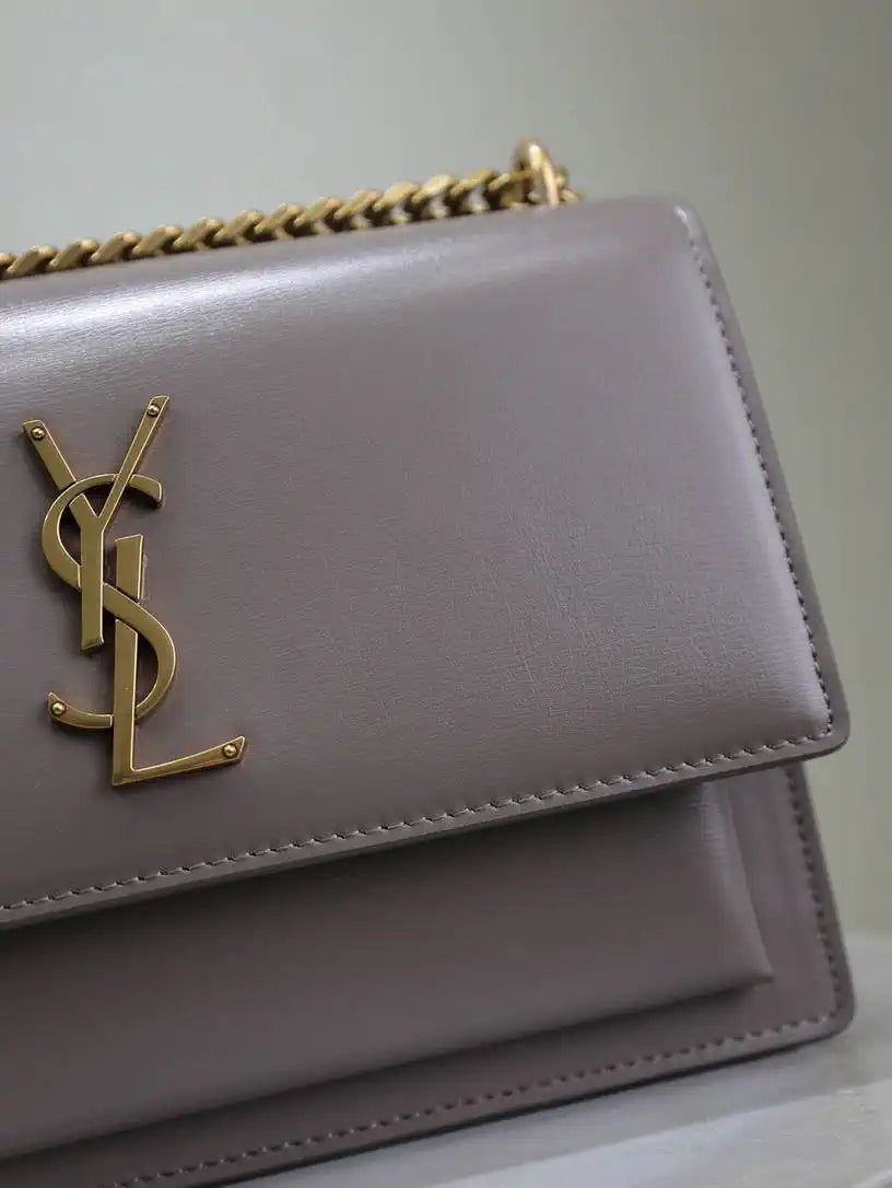 YSL 442906 SUNSET MEDIUM IN  SMOOTH LEATHER Gray