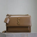 YSL 442906 SUNSET MEDIUM IN  SMOOTH LEATHER Milk tea