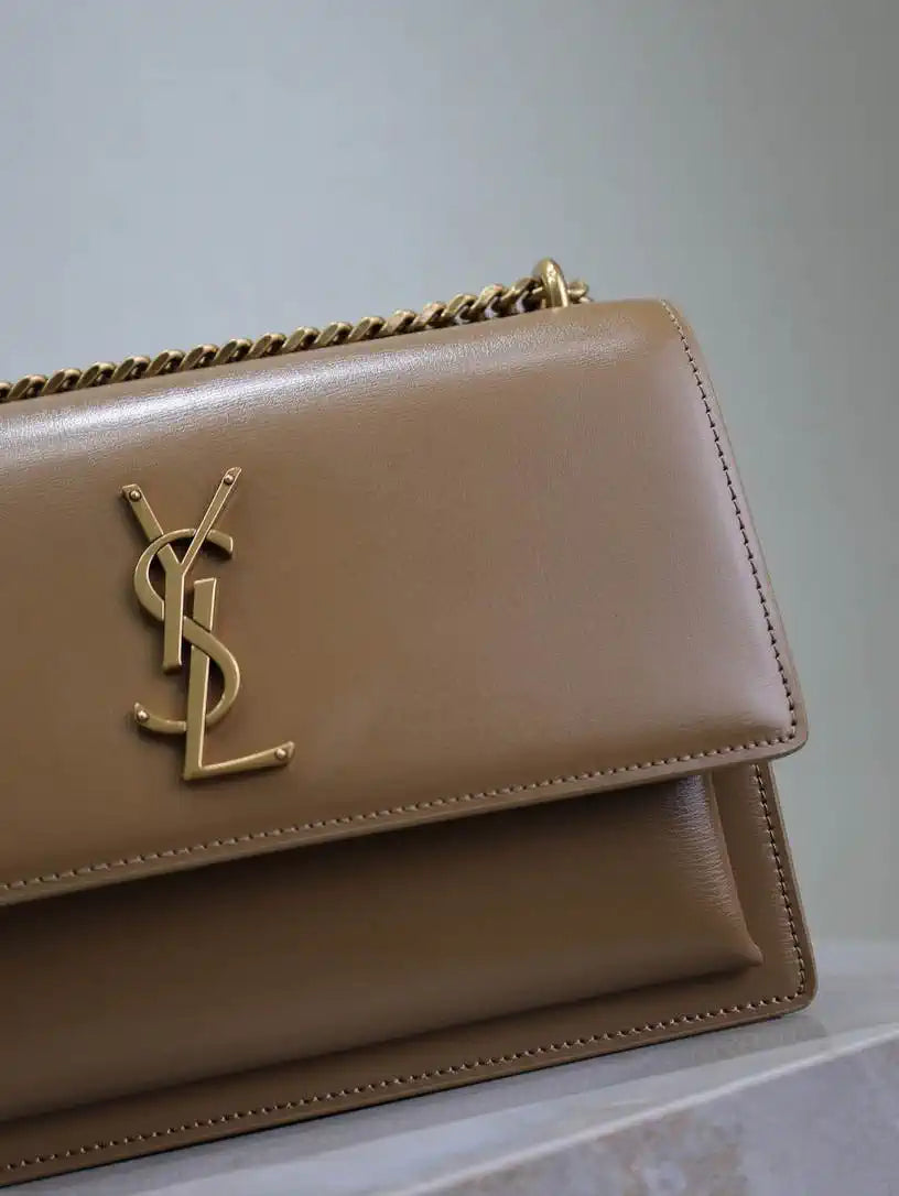 YSL 442906 SUNSET MEDIUM IN  SMOOTH LEATHER Milk tea