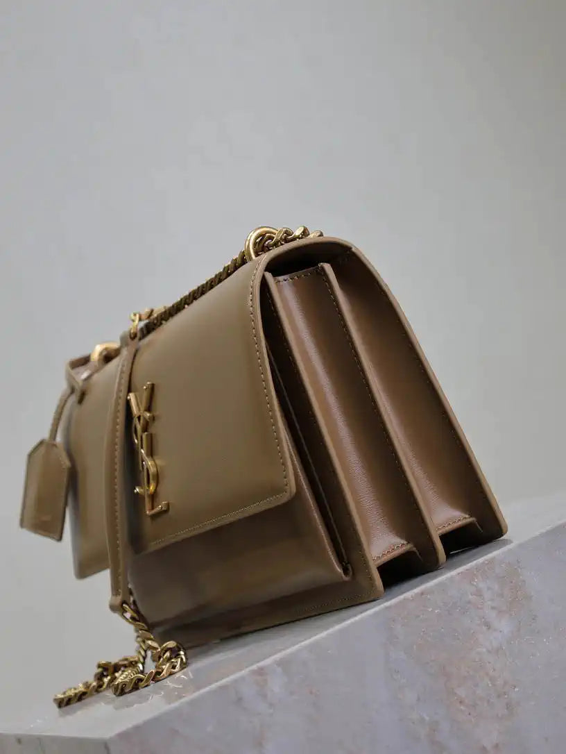 YSL 442906 SUNSET MEDIUM IN  SMOOTH LEATHER Milk tea