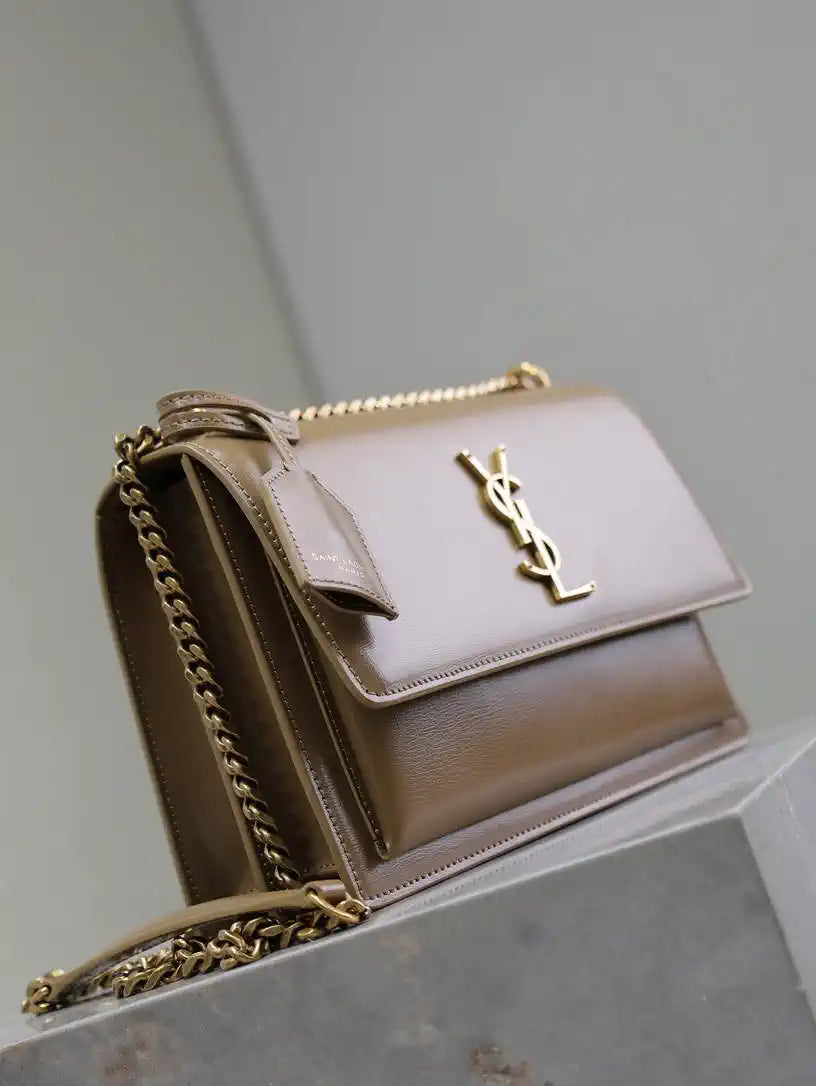 YSL 442906 SUNSET MEDIUM IN  SMOOTH LEATHER Milk tea