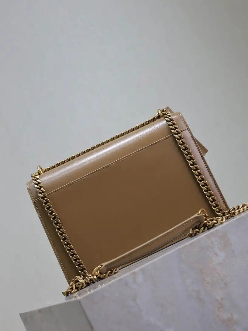YSL 442906 SUNSET MEDIUM IN  SMOOTH LEATHER Milk tea