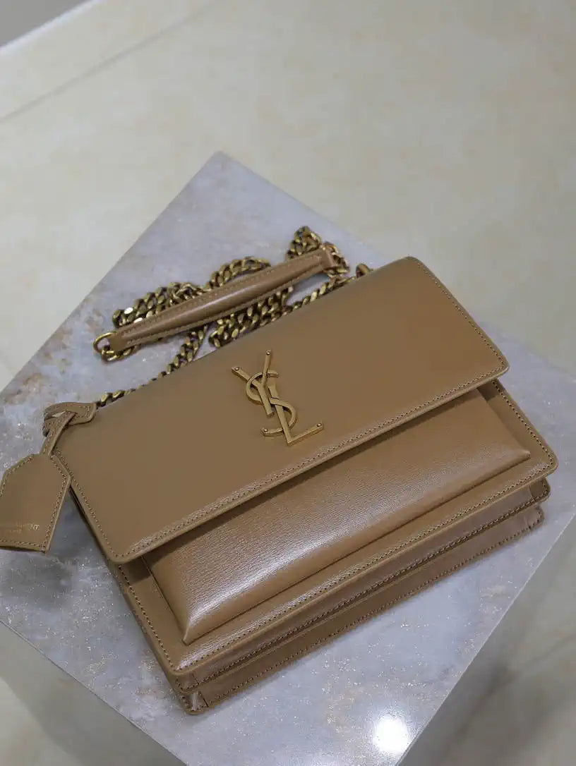 YSL 442906 SUNSET MEDIUM IN  SMOOTH LEATHER Milk tea