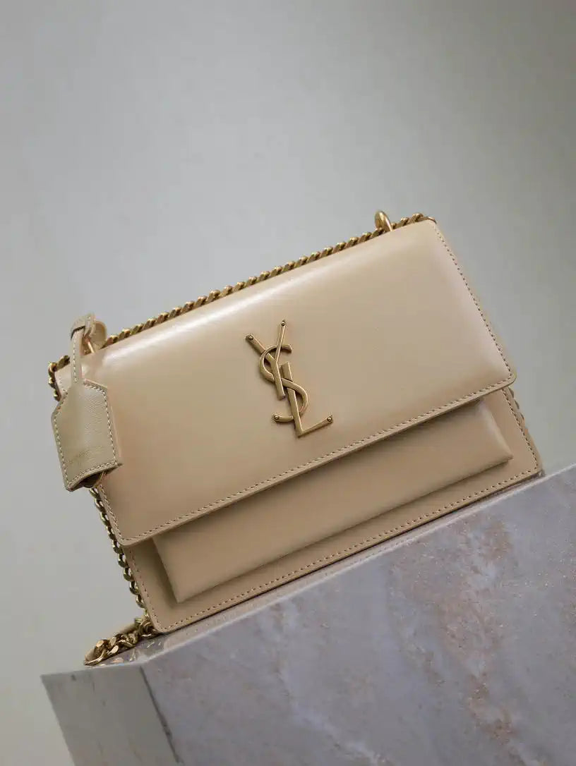 YSL 442906 SUNSET MEDIUM IN  SMOOTH LEATHER Apricot