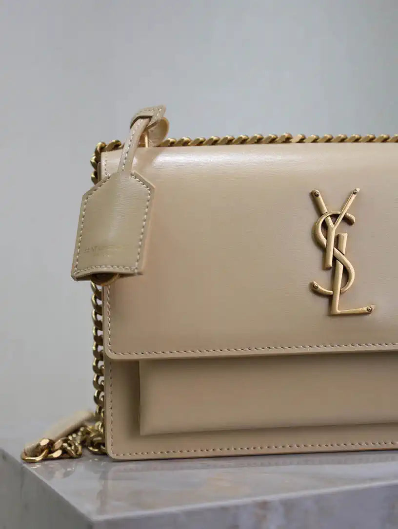 YSL 442906 SUNSET MEDIUM IN  SMOOTH LEATHER Apricot