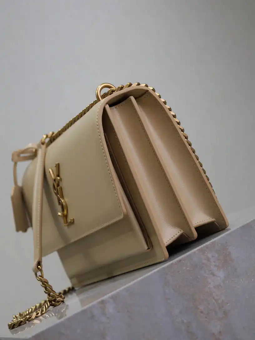 YSL 442906 SUNSET MEDIUM IN  SMOOTH LEATHER Apricot