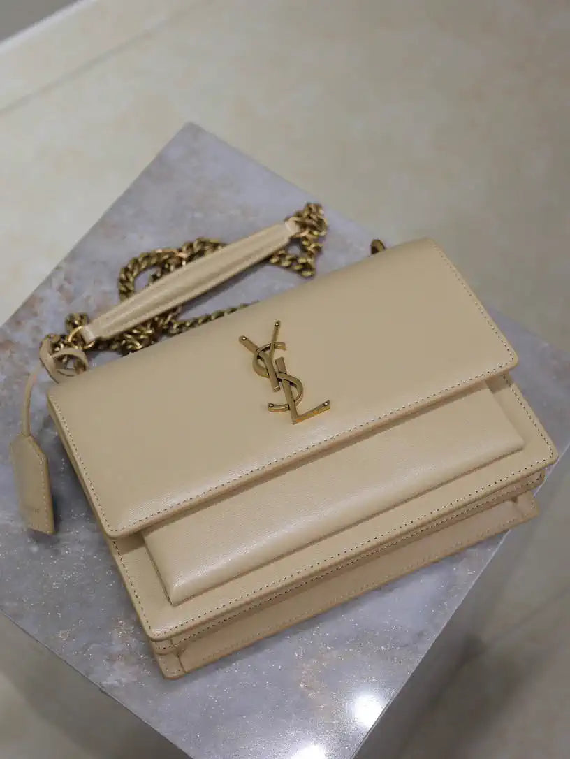 YSL 442906 SUNSET MEDIUM IN  SMOOTH LEATHER Apricot