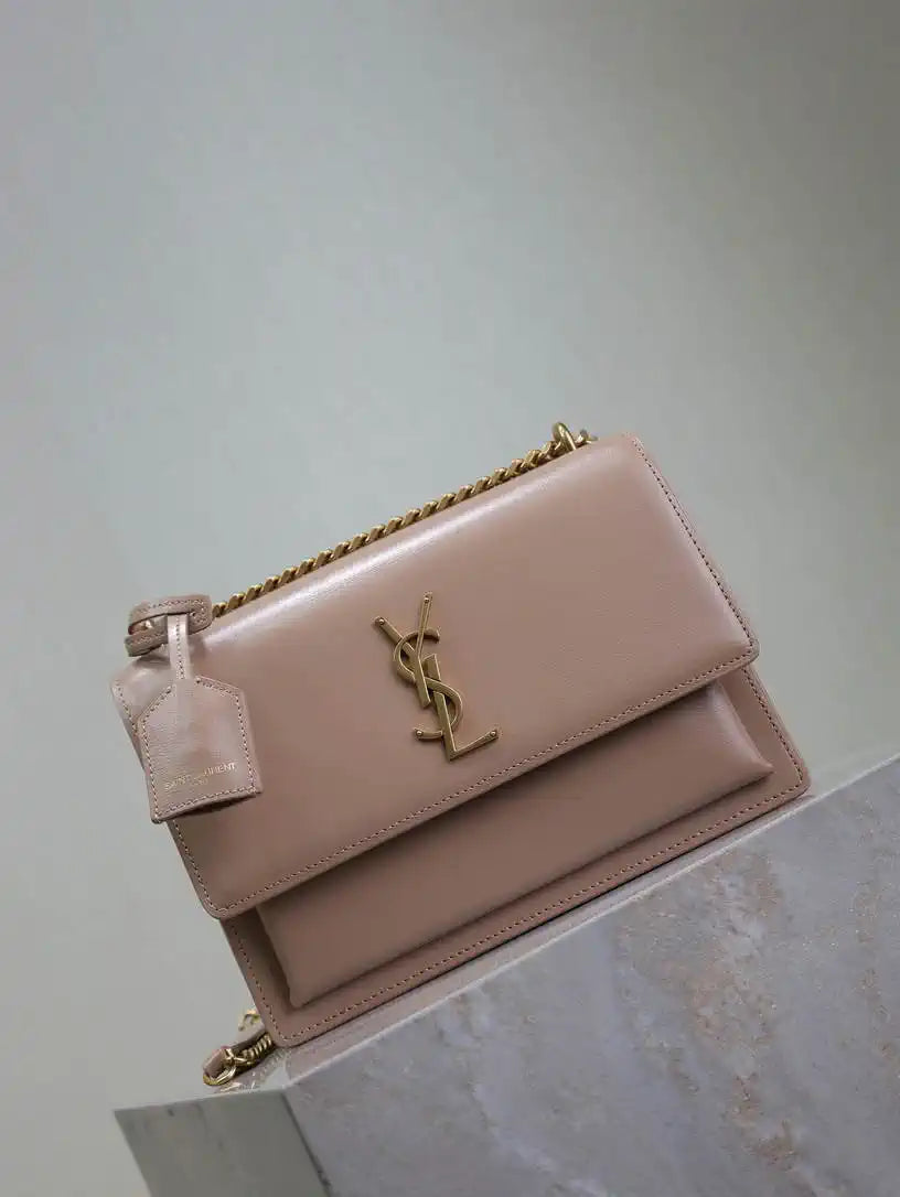 YSL 442906 SUNSET MEDIUM IN  SMOOTH LEATHER Pink