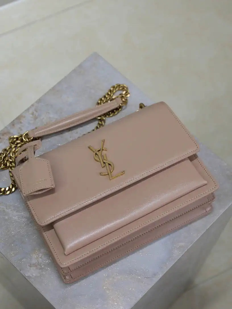 YSL 442906 SUNSET MEDIUM IN  SMOOTH LEATHER Pink