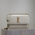 YSL 442906 SUNSET MEDIUM IN  SMOOTH LEATHER White
