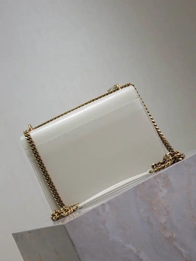 YSL 442906 SUNSET MEDIUM IN  SMOOTH LEATHER White