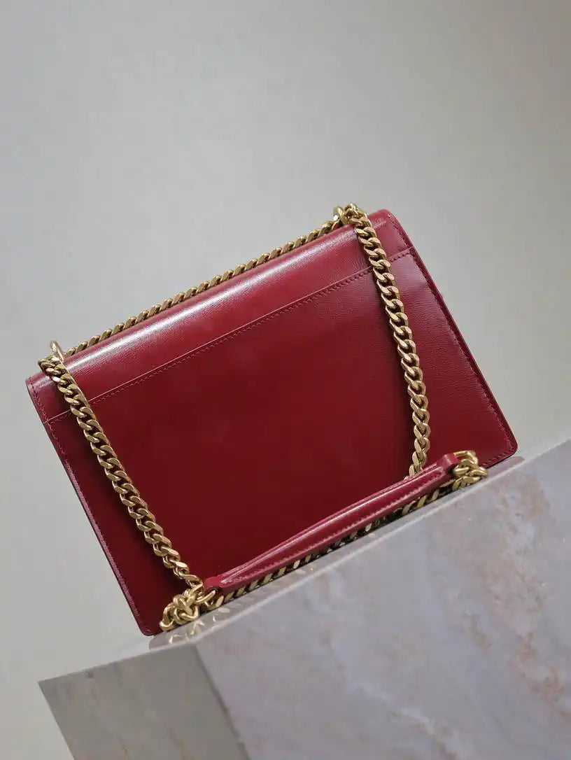 YSL 442906 SUNSET MEDIUM IN Wine Red SMOOTH LEATHER