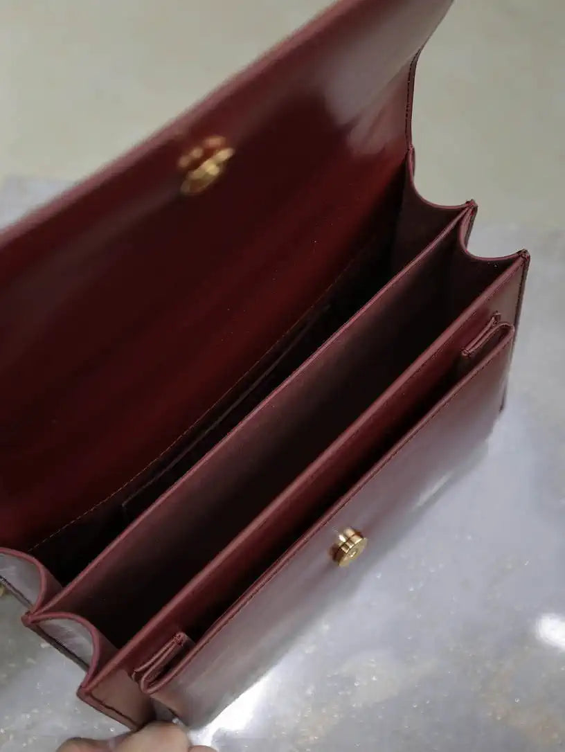 YSL 442906 SUNSET MEDIUM IN Wine Red SMOOTH LEATHER