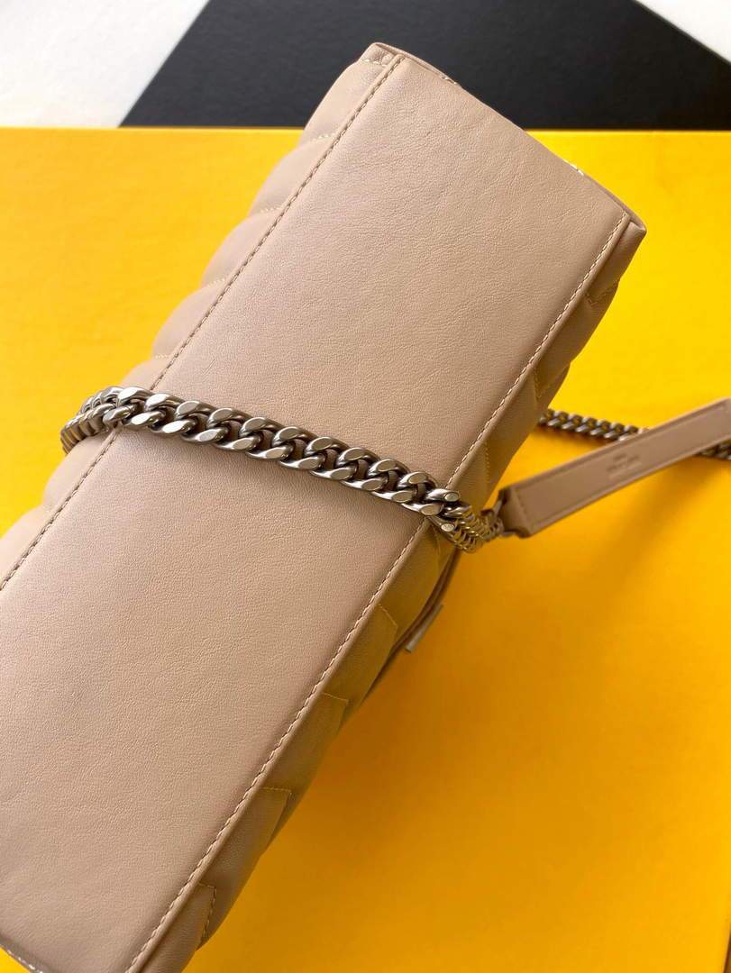 YSL 464676 Small Loulou Chain Bag Calfskin Leather Apricot