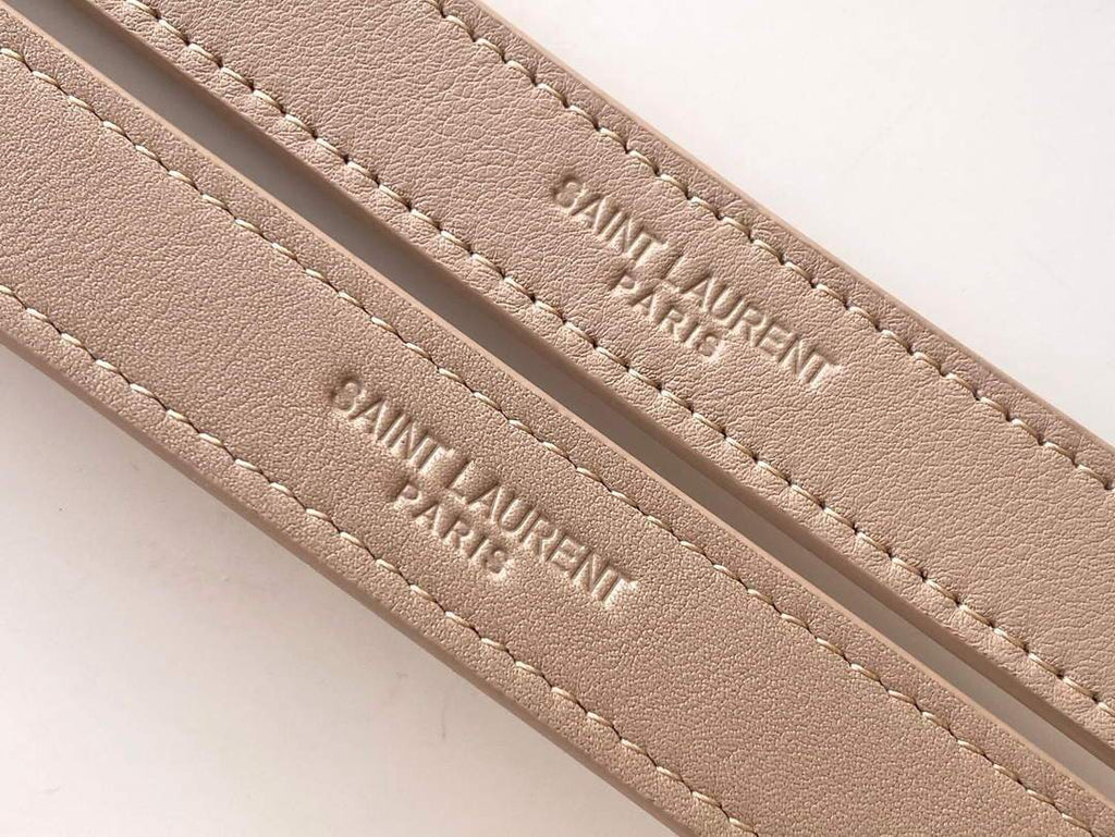 YSL 464676 Small Loulou Chain Bag Calfskin Leather Apricot