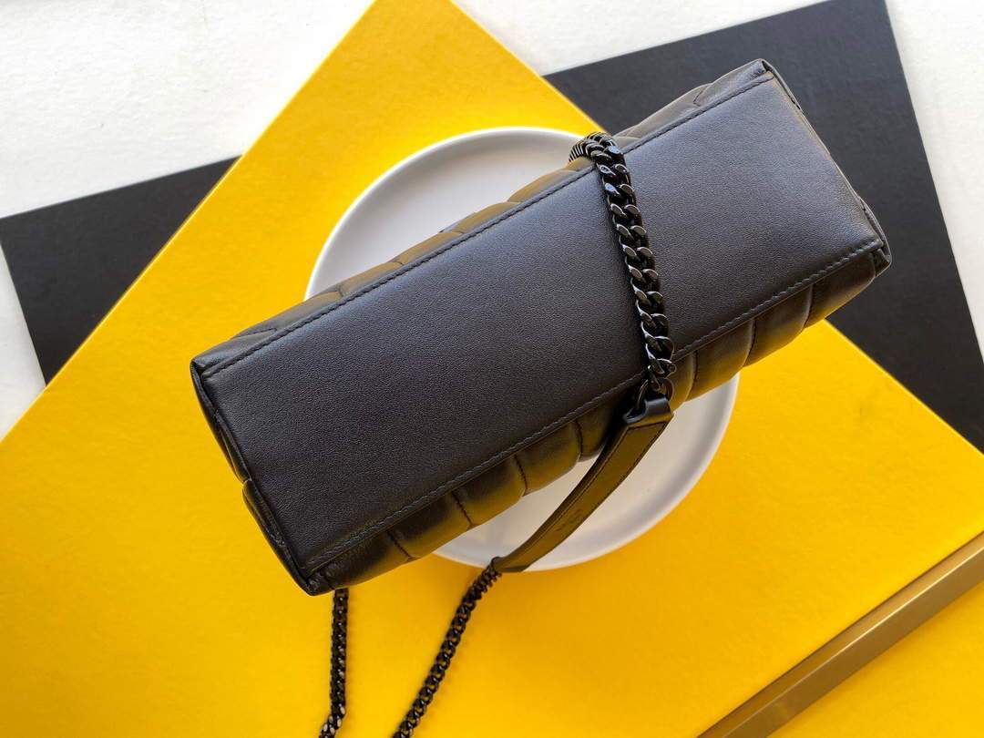 YSL 464676 Small Loulou Chain Bag Calfskin Leather Black