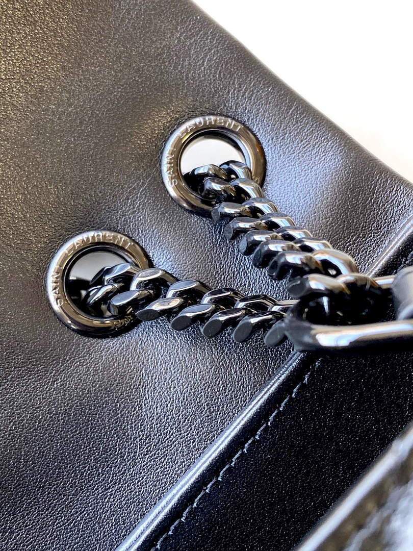 YSL 464676 Small Loulou Chain Bag Calfskin Leather Black