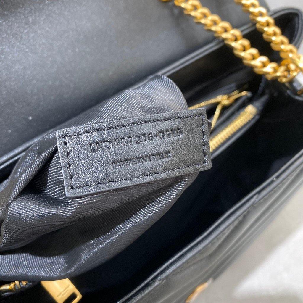 YSL 574946 Saint Laurent Loulou Medium Bag In Y-Quilted Leather Black Gold - luxibagsmall