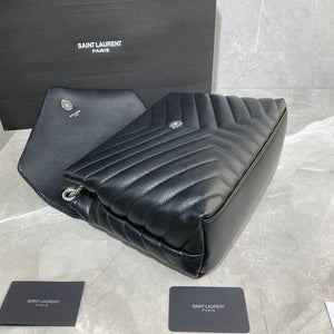 YSL 574946 Saint Laurent Loulou Medium Bag In Y-Quilted Leather Black Silver - luxibagsmall