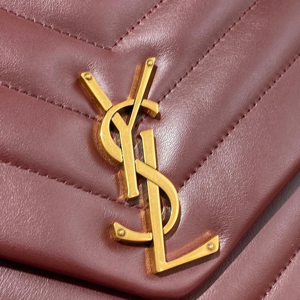 YSL 574946 Saint Laurent Loulou Medium Bag In Y-Quilted Leather Wine Red - luxibagsmall