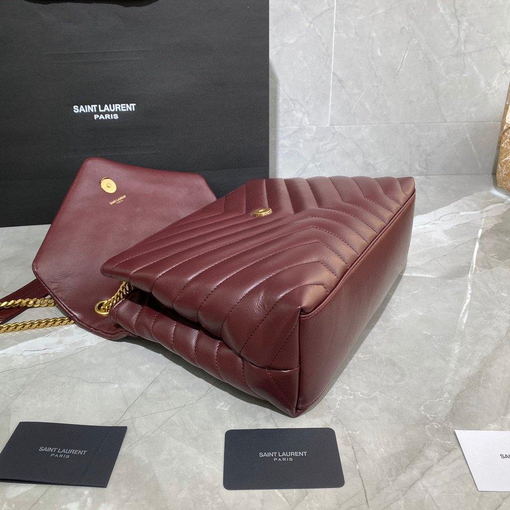 YSL 574946 Saint Laurent Loulou Medium Bag In Y-Quilted Leather Wine Red - luxibagsmall