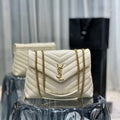 YSL 487216 Saint Laurent Loulou Medium Bag In Y-Quilted Leather 574946 White Gold - Default Title - View 1