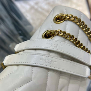 YSL 487216 Saint Laurent Loulou Medium Bag In Y-Quilted Leather 574946 White Gold - Default Title - View 4