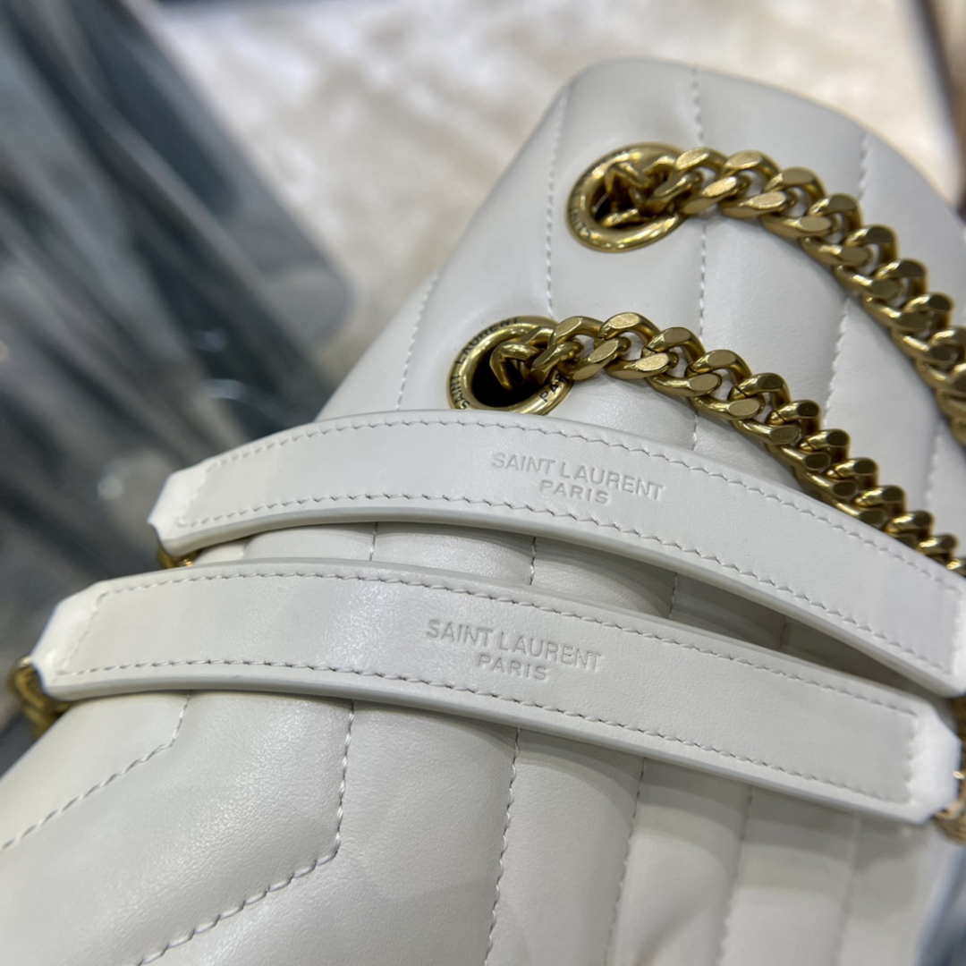 YSL 487216 Saint Laurent Loulou Medium Bag In Y-Quilted Leather 574946 White Gold