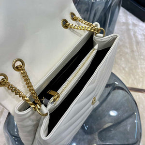 YSL 487216 Saint Laurent Loulou Medium Bag In Y-Quilted Leather 574946 White Gold - Default Title - View 8