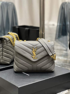 YSL 494699 Saint Laurent Small Loulou in Matelasse Y Leather Bag Grey - Default Title - View 1